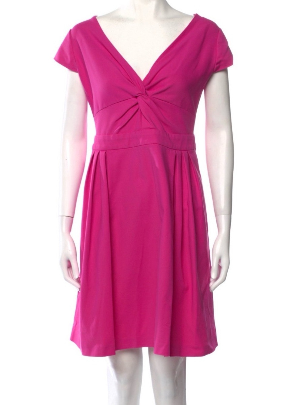 Armani Collezioni Fuchsia Knotted V-Neck Mini Dress
